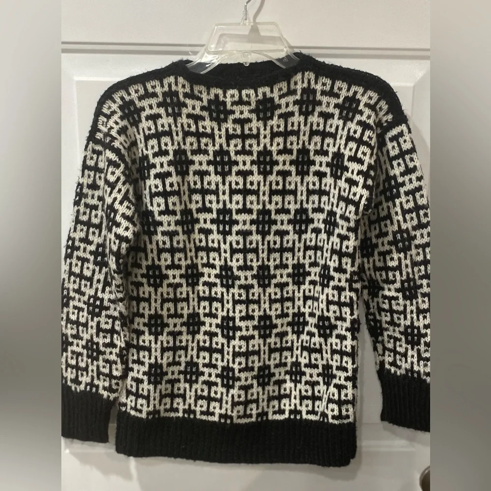 Vintage Monochrome Geometric Crewneck Sweater